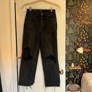 High rise distressed black jeans size 2